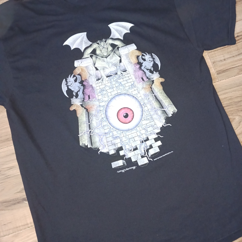Vintage 90s T Shirt -  Wayne Damage - Gargoyles / Eyeball / Lightning - 2 sided